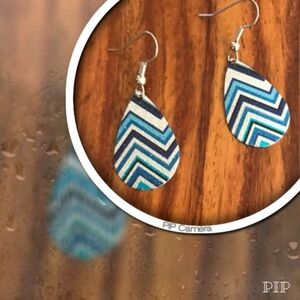 Blue Teardrop Laser Lace Earrings